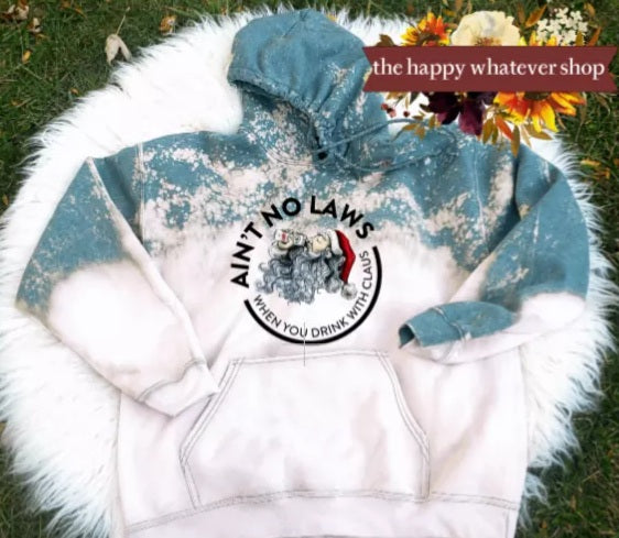 White claw Santa bleach dyed hoodie