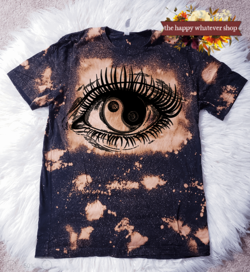 Ying Yang Eye Bleached Dye Bella Canvas Tee Shirt