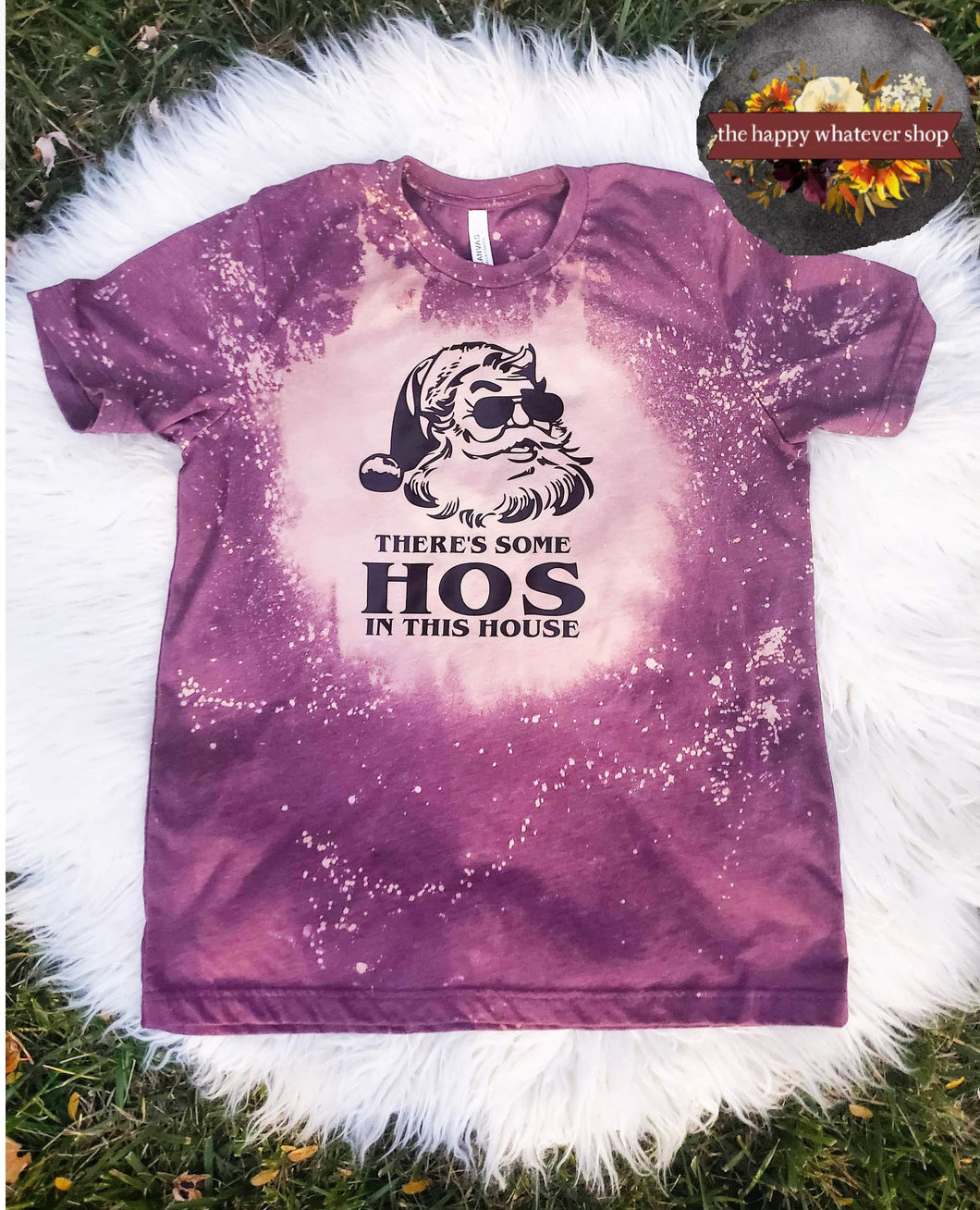 Bleached dye heather Santa W.A.P. maroon tee shirt