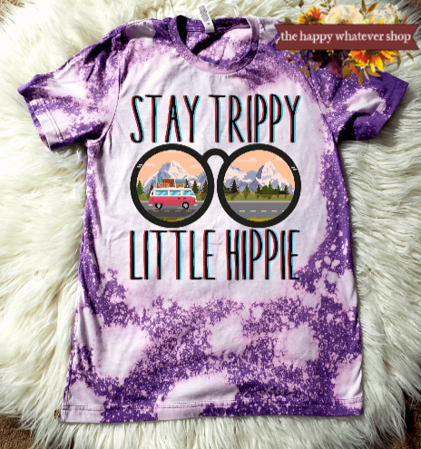 Stay Trippie lil hippie Bleached Dye Bella Canvas Tee Shirt